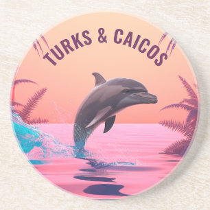 Dessous De Verre En Grès Dauphin de Turc et Caicos