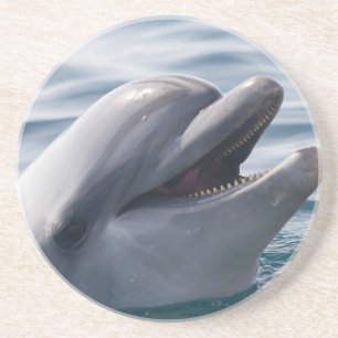 Dessous De Verre En Grès Dauphin souriant s'élevant au-dessus de l'eau bleu