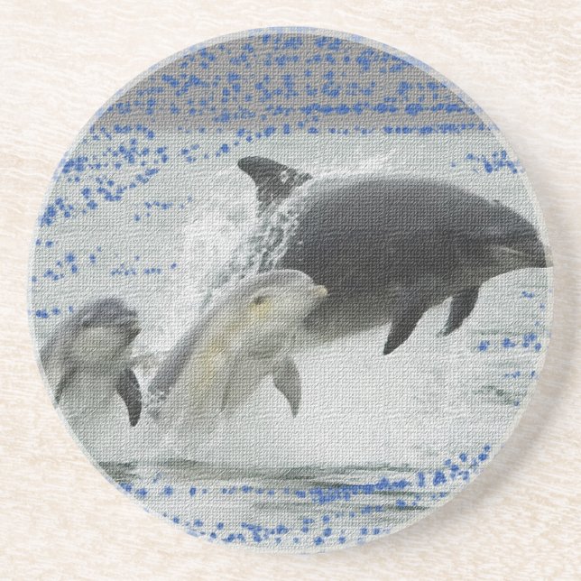 Dessous De Verre En Grès Dauphins (Devant)