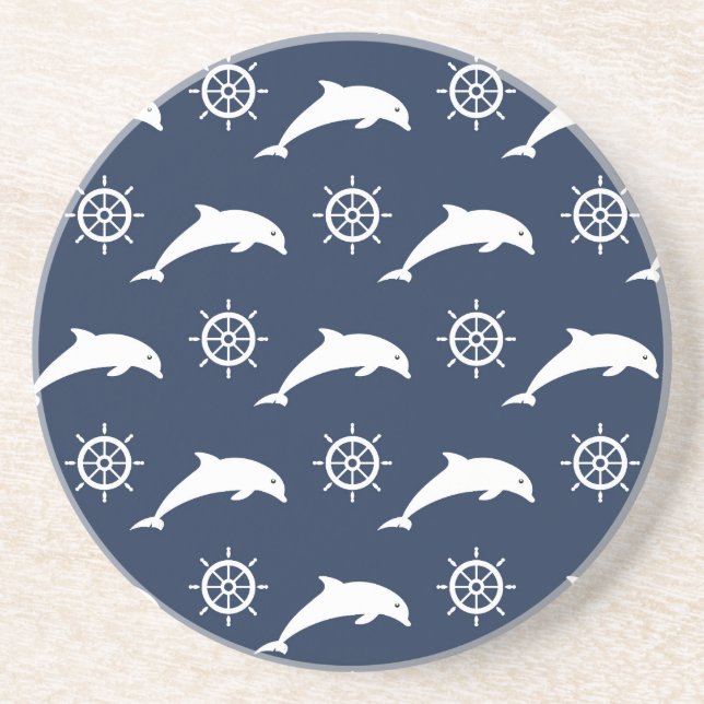 Dessous De Verre En Grès Dauphins sur le motif de défilé (Devant)