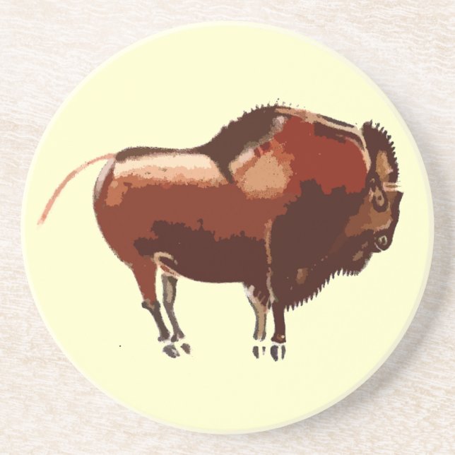 Dessous de verre en grès de bison peint (Devant)