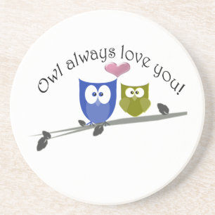 Dessous De Verre En Grès De hibou amour toujours vous, art mignon de hiboux