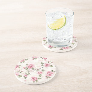 Dessous De Verre En Grès De jolies roses roses  
