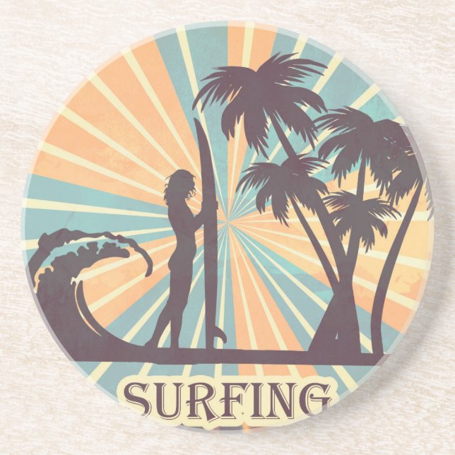 Dessous de verre en grès de la fille de surfer (Devant)
