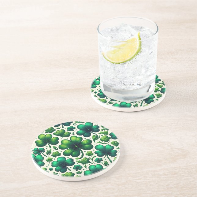 Dessous de verre en grès de la Saint-Patrick Lucky (Côté)