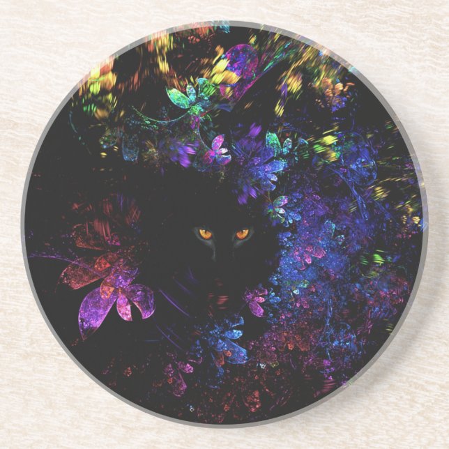 Dessous de verre en grès de la vue de chat (Devant)