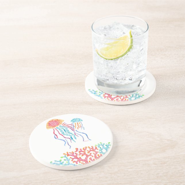 Dessous de verre en grès de méduse coloré (Côté)