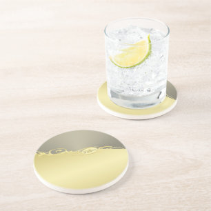 Dessous De Verre En Grès Décor de luxe sur or & argent, Monogramme