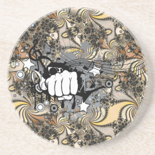 Dessous De Verre En Grès Décoration avec image fractale et une souris poing