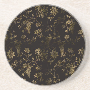 Dessous De Verre En Grès Décoration fleurie dorée