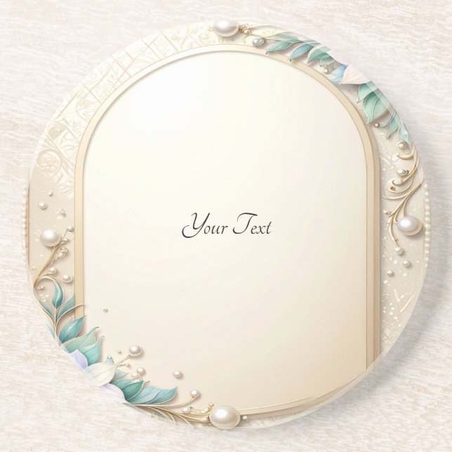Dessous De Verre En Grès Decorative Floral Frame Sandstone Coaster (Devant)