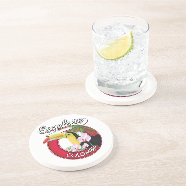 Dessous De Verre En Grès Découvrez le logo rétro Colombie (Côté)