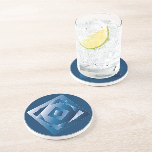 Dessous De Verre En Grès dégradé bleu 1 (Côté)