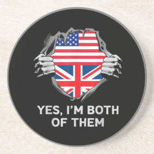 Dessous De Verre En Grès Demi Américain Demi Britannique USA Angleterre Dra