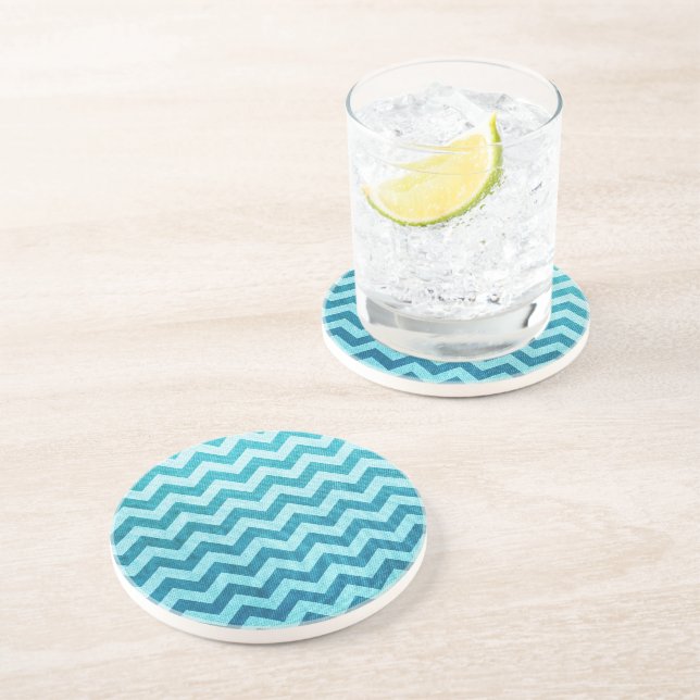 Dessous De Verre En Grès Denim Chevron par Shirley Taylor (Côté)