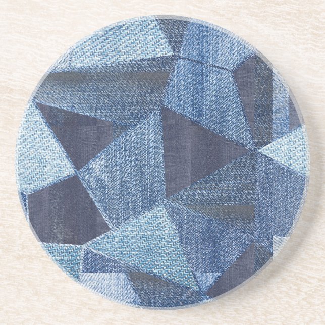 Dessous De Verre En Grès Denim Urban : Patchwork à rayures détendues. (Devant)