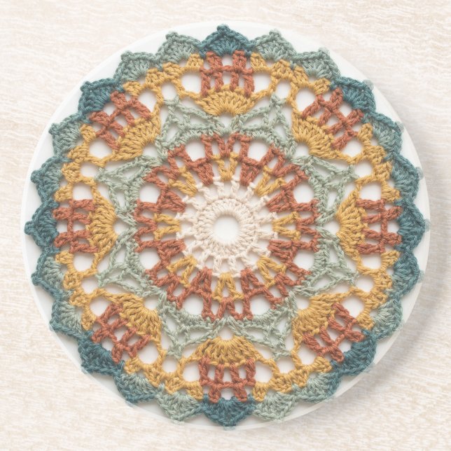 Dessous De Verre En Grès Dentelle au crochet bohème (Devant)