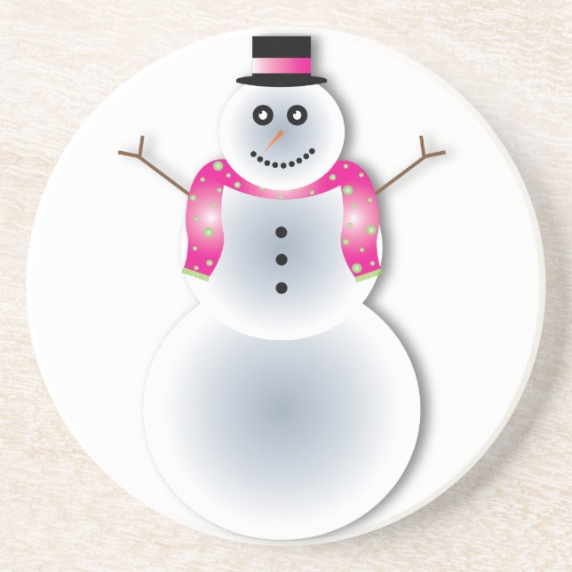 Dessous De Verre En Grès déplaisant bonhomme de neige de noël (Devant)
