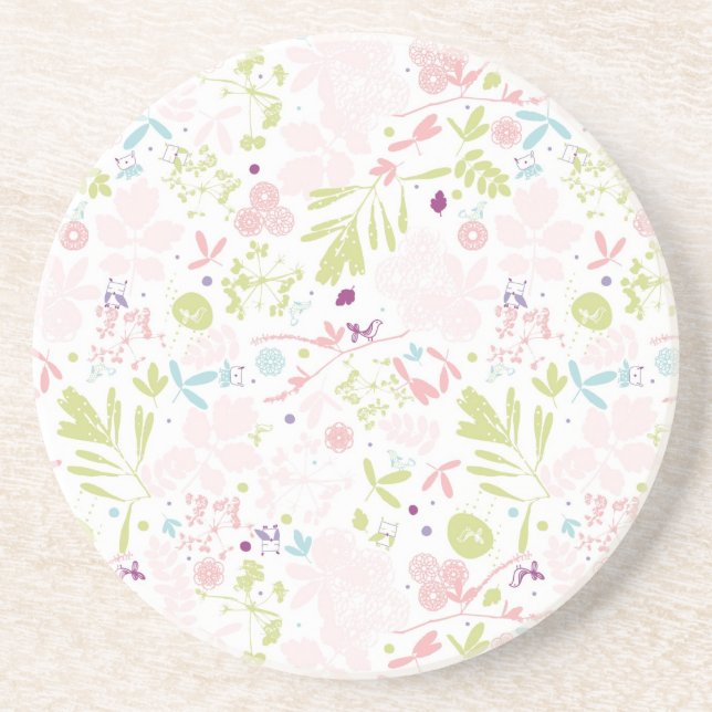 Dessous De Verre En Grès déploiement de motif floral (Devant)