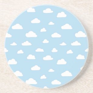 Dessous De Verre En Grès Des nuages de caricatures blanches sur le Motif Ar