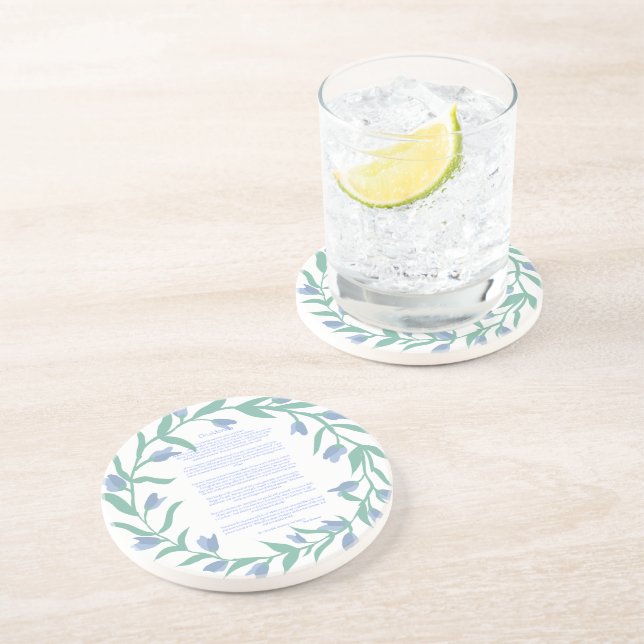 Dessous De Verre En Grès Desiderata Blue Floral Wreath (Côté)