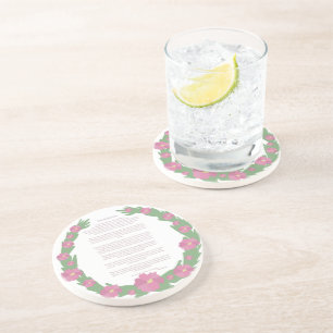 Dessous De Verre En Grès Desiderata couronne de fleurs roses par Max Ehrman