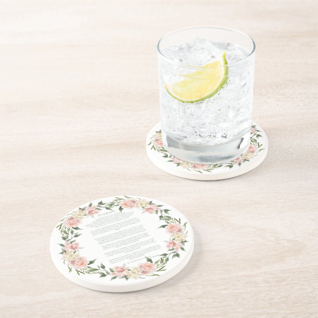 Dessous De Verre En Grès Desiderata Rose Wreath (Côté)