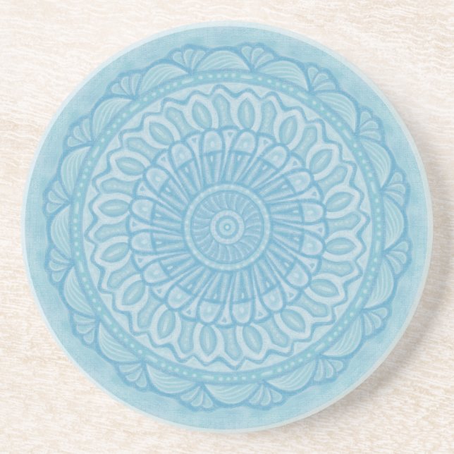 Dessous De Verre En Grès Design boho bleu et turquoise moderne (Devant)