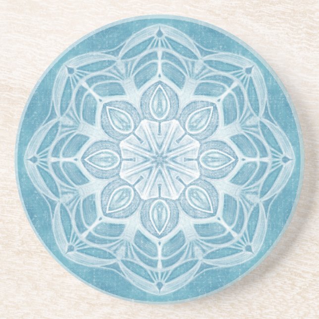 Dessous De Verre En Grès Design boho bleu et turquoise moderne (Devant)