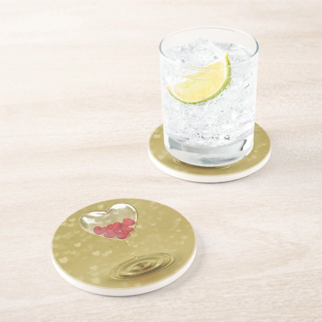 Dessous De Verre En Grès Design de coeur en verre romantique (Côté)