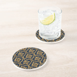 Dessous De Verre En Grès Design de motif vintage élégant en or et damas mar