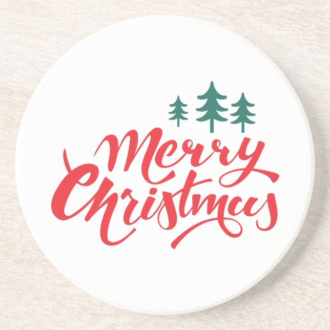 Dessous De Verre En Grès Design de Noël avec arbres (Devant)