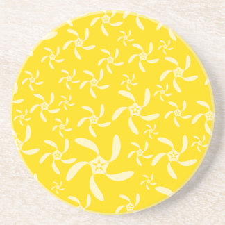 Dessous De Verre En Grès Design Floral estival. Jaune ensoleillé.