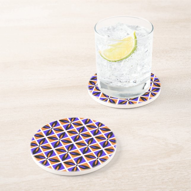 Dessous De Verre En Grès Design floral géométrique audacieux (Côté)