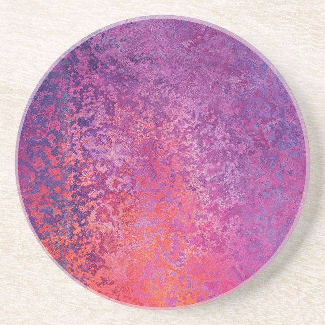 Dessous De Verre En Grès Design texturé Abstrait en rose et violet (Devant)