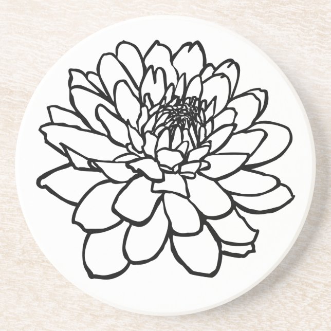 Dessous De Verre En Grès Dessin Chrysanthème (Devant)