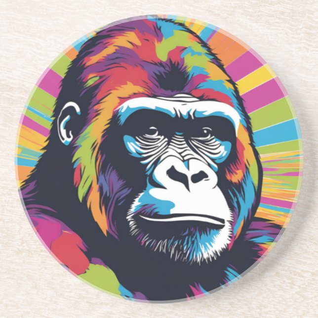 Dessous De Verre En Grès Dessin de dessin de peinture Gorilla Pop (Devant)