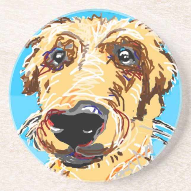 Dessous De Verre En Grès Dessin de golden retriever (Devant)