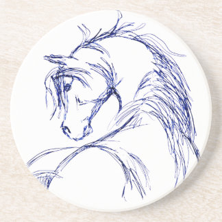 Dessous De Verre En Grès Dessin de la tête d'un cheval d'art