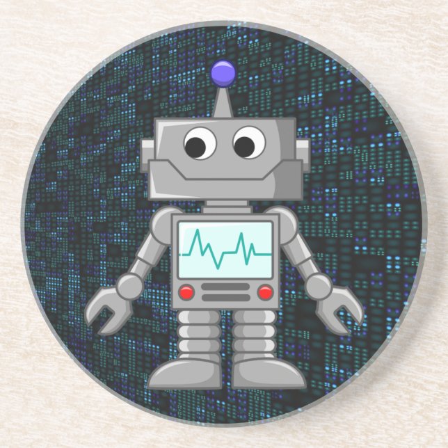 Dessous De Verre En Grès dessin de robot (Devant)
