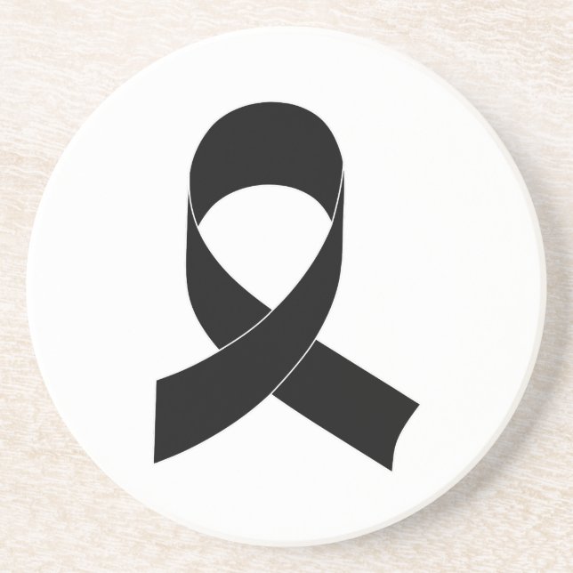 Dessous De Verre En Grès Dessin de ruban noir (Devant)