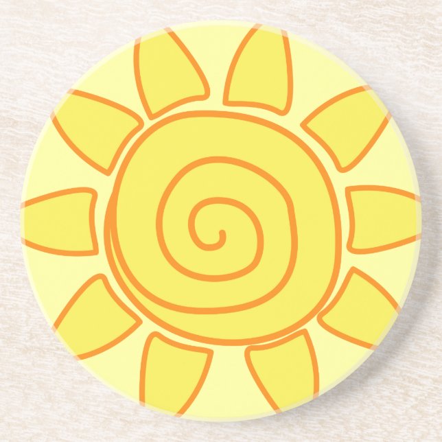 Dessous De Verre En Grès Dessin de soleil mignon dessiné à la main Illustra (Devant)