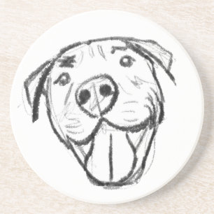 Dessous De Verre En Grès dessin pitbull simple amoureux des chiens noir bla