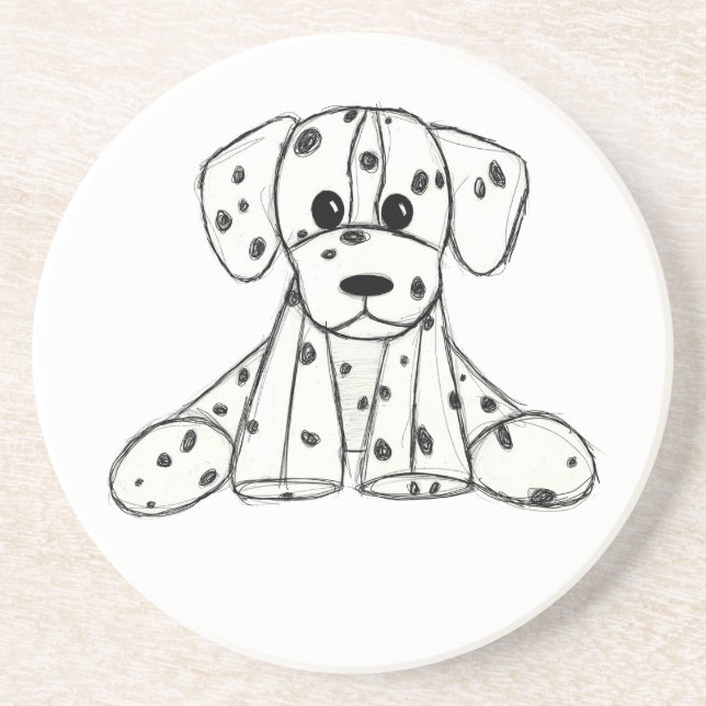Dessous De Verre En Grès Dessin simple de contour de chien en peluche dalma (Devant)