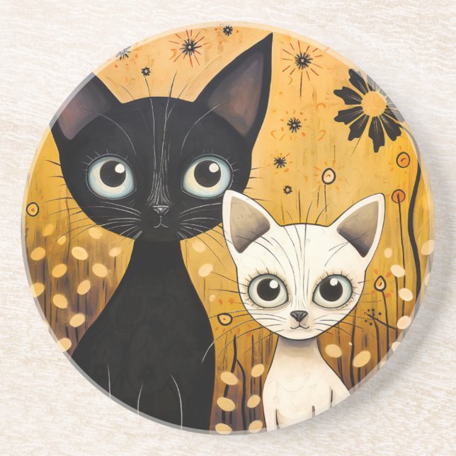 Dessous De Verre En Grès Dessous de verre de grès à thème chat (Devant)