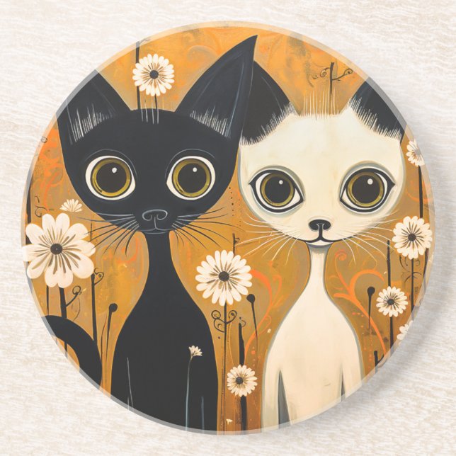 Dessous De Verre En Grès Dessous de verre de grès à thème chat (Devant)