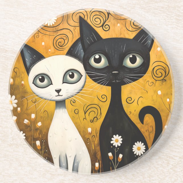 Dessous De Verre En Grès Dessous de verre de grès à thème chat (Devant)