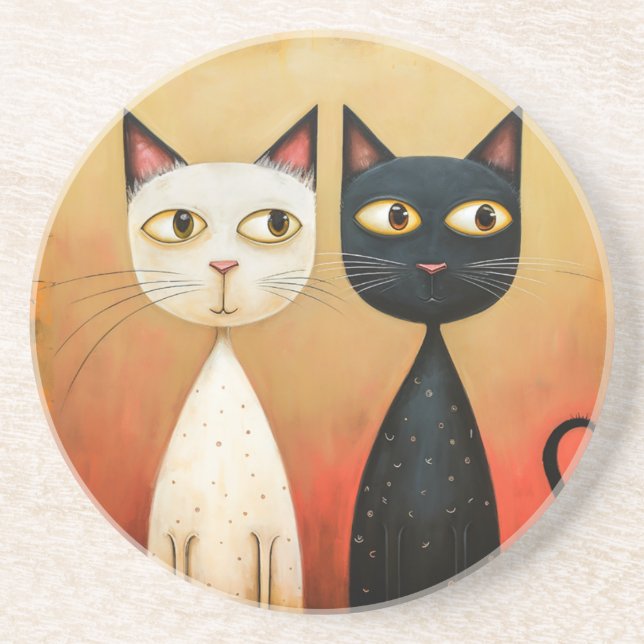 Dessous De Verre En Grès Dessous de verre de grès à thème chat (Devant)