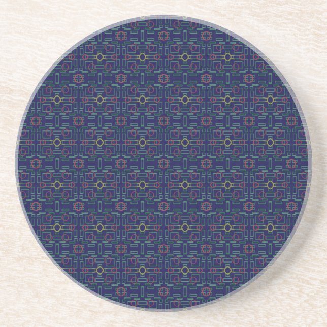 Dessous De Verre En Grès Dessous de verre de grès bleu géométrique Ovales J (Devant)
