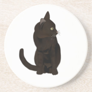 Dessous De Verre En Grès Dessous de verre de grès de chat noir